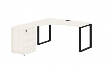 Стол эргономичный с тумбой левый Skyland EDIS EQCET 1518 L Ясень Траун Черный