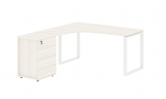 Стол эргономичный с тумбой левый Skyland EDIS EQCET 1518 L Ясень Траун Белый