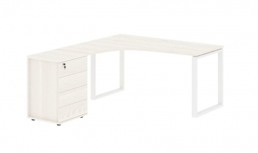 Стол эргономичный с тумбой левый Skyland EDIS EQCET 1518 L Ясень Траун Белый