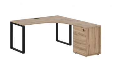 Стол эргономичный с тумбой правый Skyland EDIS EQCET 1518 R Дуб Денвер светлый Черный