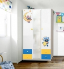 Шкаф 3-х дверный Матрица с ящиками и фотопечатью Совята 3.2 Белый/Ярко-розовый/Синий