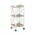 Стеллаж на колесных опорах - 3 полки Рива LOFT VR.L-MST.K-3.4 Металл белый Дуб Аттик