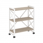 Стеллаж на колесных опорах - 3 полки Рива LOFT VR.L-MST.K-3.8 Металл белый Тиквуд светлый