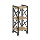 Стеллаж на колесных опорах - 3 полки Рива LOFT VR.L-MST.K-3.4 Металл черный Тиквуд светлый