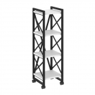 Стеллаж на колесных опорах - 4 полки Рива LOFT VR.L-MST.K-4.4 Металл черный Белый Бриллиант