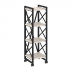 Стеллаж на колесных опорах - 4 полки Рива LOFT VR.L-MST.K-4.4 Металл черный Денвер светлый