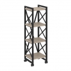 Стеллаж на колесных опорах - 4 полки Рива LOFT VR.L-MST.K-4.4 Металл черный Тиквуд светлый