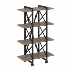 Стеллаж на колесных опорах - 4 полки Рива LOFT VR.L-MST.K-4.4V Металл черный Тиквуд темный