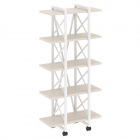 Стеллаж на колесных опорах - 5 полок Рива LOFT VR.L-MST.K-5.4V Металл белый Денвер светлый