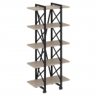 Стеллаж на колесных опорах - 5 полок Рива LOFT VR.L-MST.K-5.4V Металл черный Дуб Аттик