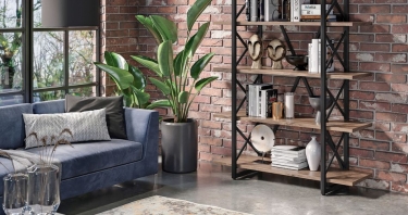 Стеллаж на регулируемых опорах - 4 полки Рива LOFT VR.L-MST.O-4.4V Металл черный Дуб Аризона