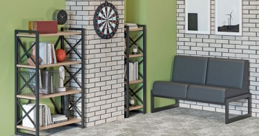 Стеллаж на регулируемых опорах - 4 полки Рива LOFT VR.L-MST.O-4.4 Металл черный Дуб Аттик