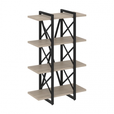 Стеллаж на регулируемых опорах - 4 полки Рива LOFT VR.L-MST.O-4.4V Металл черный Дуб Аттик