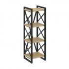 Стеллаж на регулируемых опорах - 4 полки Рива LOFT VR.L-MST.O-4.4 Металл черный Тиквуд светлый