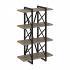 Стеллаж на регулируемых опорах - 4 полки Рива LOFT VR.L-MST.O-4.4V Металл черный Тиквуд темный