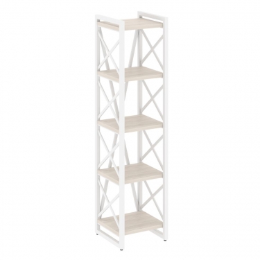 Стеллаж на регулируемых опорах - 5 полок Рива LOFT VR.L-MST.O-5.4 Металл белый Денвер светлый