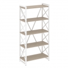 Стеллаж на регулируемых опорах - 5 полок Рива LOFT VR.L-MST.O-5.8 Металл белый Дуб Аттик