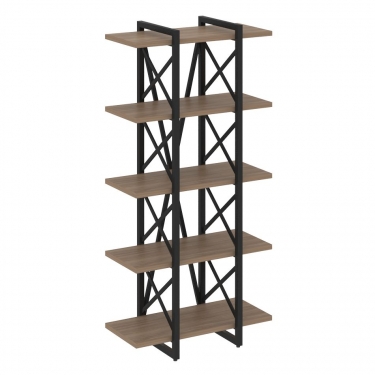 Стеллаж на регулируемых опорах - 5 полок Рива LOFT VR.L-MST.O-5.4V Металл черный Дуб Аризона