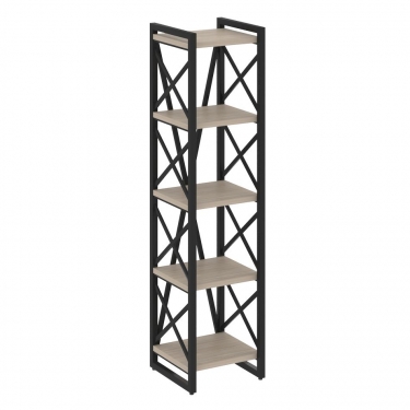 Стеллаж на регулируемых опорах - 5 полок Рива LOFT VR.L-MST.O-5.4 Металл черный Дуб Аттик