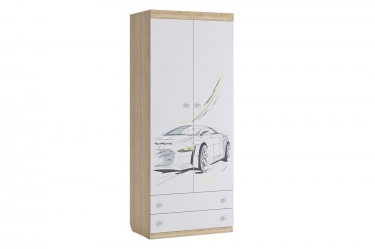 Шкаф комбинированный с ящ. 2-створчатый Мебельсон Форсаж MKF-01 Дуб сонома/белый
