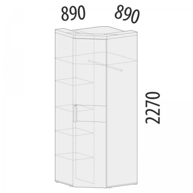 Шкаф угловой лев/прав Витра Кашемир 900.08 Дуб Кронберг/Кашемир