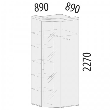 Шкаф угловой лев/прав с зеркалом Витра Кашемир 900.09 Дуб Кронберг