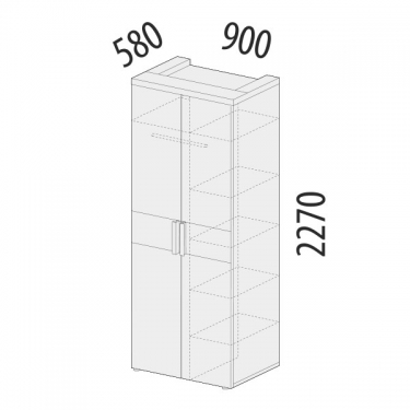 Шкаф двухдверный многофункциональный Витра Кашемир 900.13 Дуб Кронберг/Кашемир