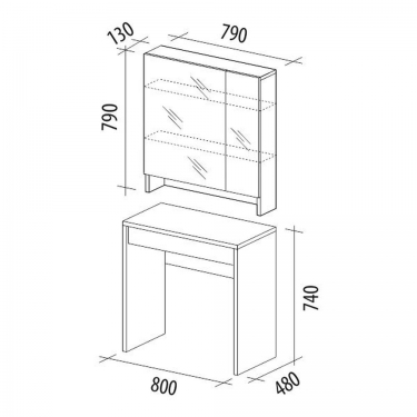 Туалетный столик с зеркалом Витра Кашемир 21 Дуб Кронберг/Кашемир