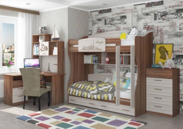 Комплект мебели для детской Можгинский лесокомбинат Вояж 1 Ц0022128 Ясень шимо темный Ясень шимо светлый