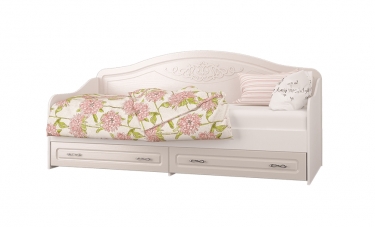 Кровать-софа с двумя ящиками Можгинский лесокомбинат Виола-2 Ц0007305 Ясень жемчужный Белый