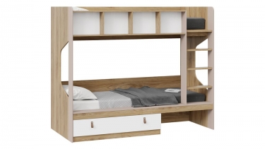 Кровать двухъярусная Трия Марвин ТД-345.11.01 Глиняный серый/Белый/Яблоня Беллуно