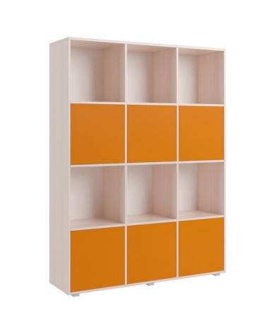 Стеллаж с фасадами Техномебель ДМ 12 Ясень шимо темный/Оранжевый