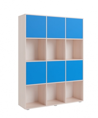 Стеллаж с фасадами Техномебель ДМ 12 Ясень шимо темный/Голубой