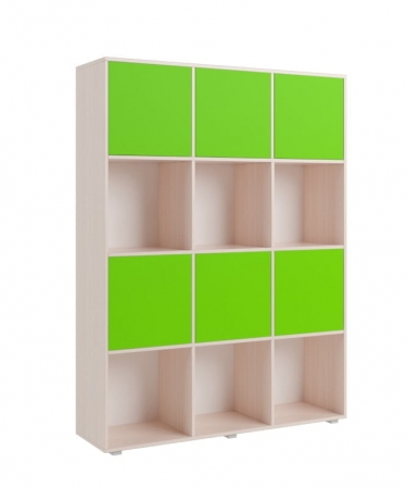Стеллаж с фасадами Техномебель ДМ 12 Ясень шимо темный/Зеленый