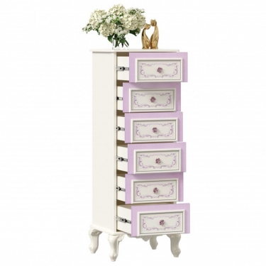 Комод высокий с 6 ящиками Любимый дом Маркиза ЛД 517.085.000 Алебастр