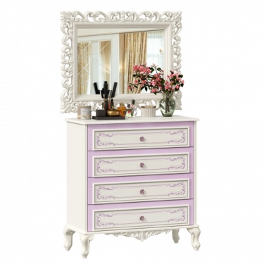 Комод с 4 ящиками и зеркалом Любимый дом Маркиза 01 Алебастр