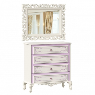 Комод с 4 ящиками и зеркалом Любимый дом Маркиза 01 Алебастр