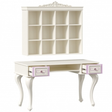 Стол письменный с полкой навесной Любимый дом Маркиза 03 Алебастр