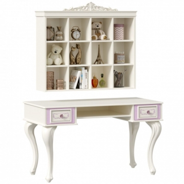 Стол письменный с полкой навесной Любимый дом Маркиза 03 Алебастр