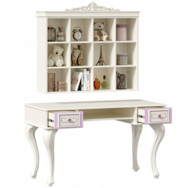 Стол письменный с полкой навесной Любимый дом Маркиза 03 Алебастр