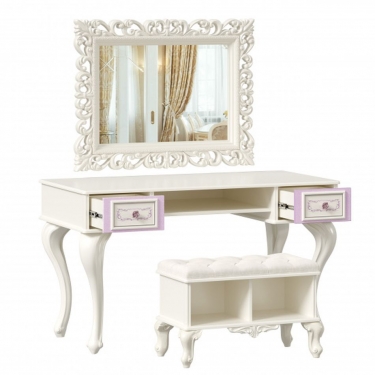 Стол письменный с зеркалом и банкеткой Любимый дом Маркиза 06 Алебастр Шампань