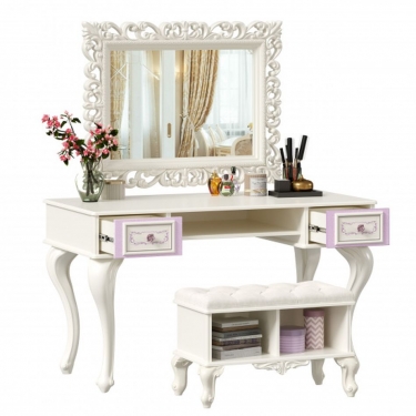 Стол письменный с зеркалом и банкеткой Любимый дом Маркиза 06 Алебастр Шампань