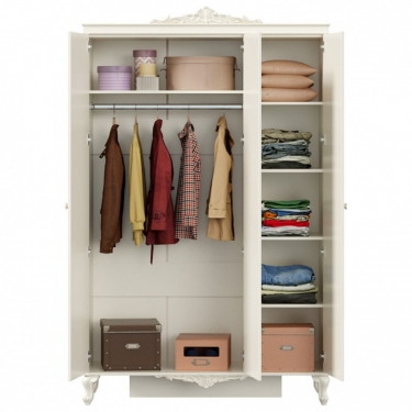 Шкаф трехстворчатый с зеркалом Любимый дом Луиза ЛД 665.074.000 Алебастр