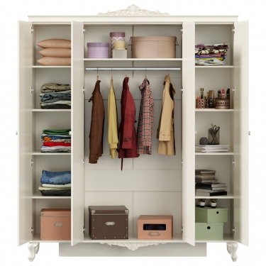 Шкаф четырехстворчатый с 2 зеркалами Любимый дом Луиза ЛД 665.111.000 Алебастр