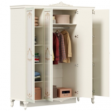 Шкаф четырехстворчатый с 2 зеркалами Любимый дом Луиза ЛД 665.111.000 Алебастр