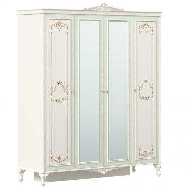 Шкаф четырехстворчатый с 2 зеркалами Любимый дом Луиза ЛД 665.111.000 Алебастр