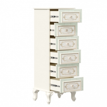 Комод высокий с 6 ящиками Любимый дом Луиза ЛД 665.085.000 Алебастр