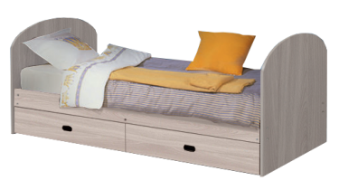 Кровать ЛДСП 900 х 1900 с выдвижными ящиками МАГ-РИВЕР Ясень шимо светлый