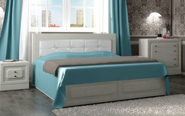 Кровать 1,6 х 2,0 м Ева-11 МАГ-РИВЕР Дуб Эльза/Альберо Браш Грей/Кожа светлая