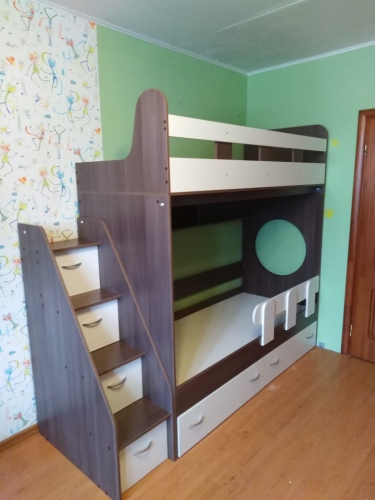 Кровать Ярофф Юниор 1 без бортика корпус Венге фасады Белое дерево